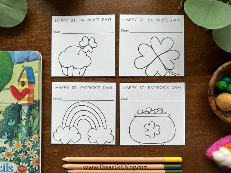 happy st patricks day mini coloring page cards_the art kit 3