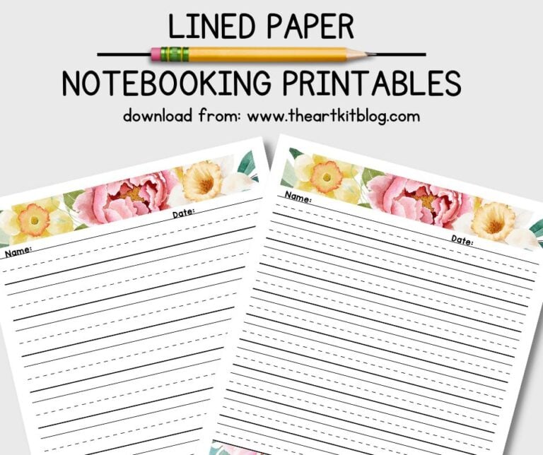 notebooking pages flowers spring floral stationary printable wide lines the art kit