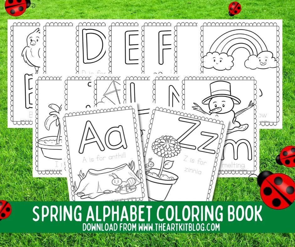 spring alphabet coloring pages book letters a to z_the art kit