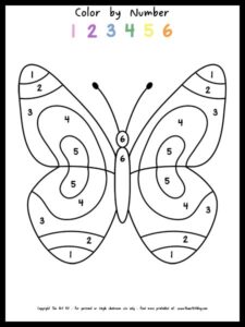 FREE Printable Simple Butterfly Color by Number Coloring Page - The Art Kit