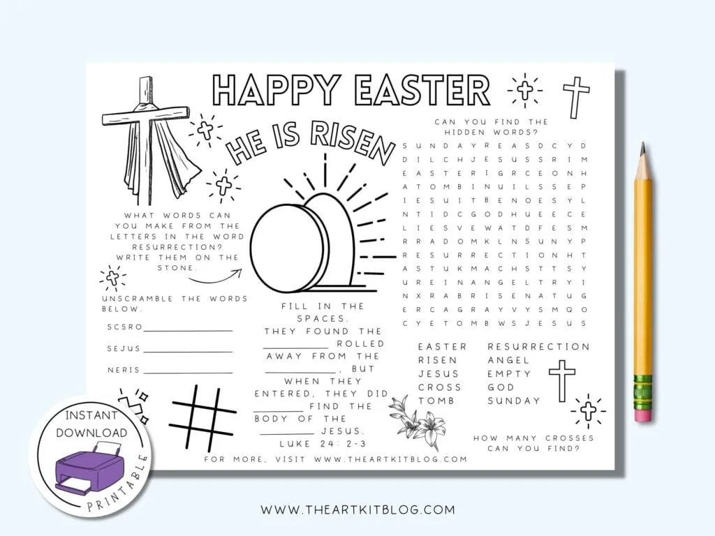 Easter Activity Printable Placemat FREE! - The Art Kit