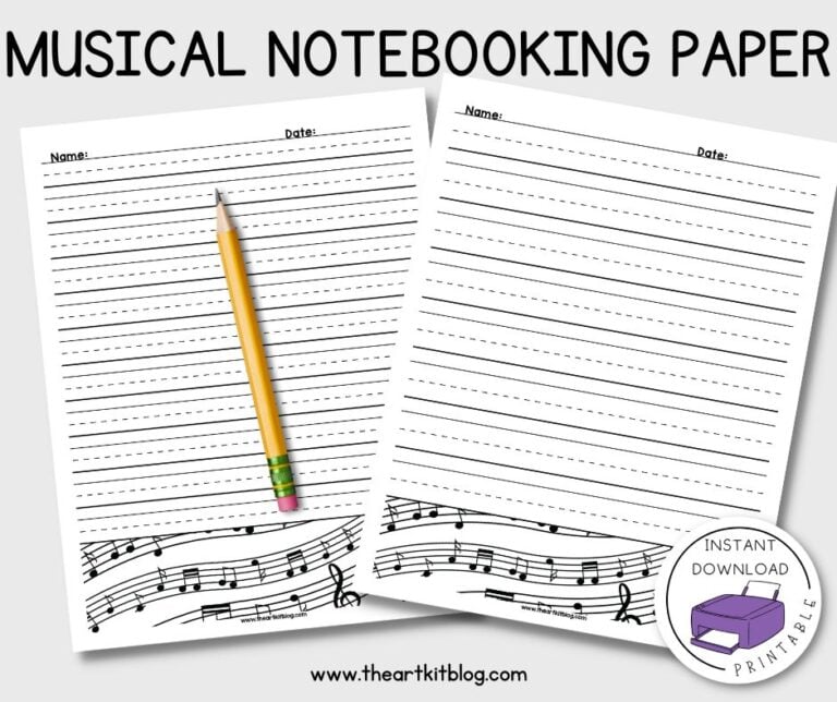 Musical Notes Lined Paper FREE PRINTABLE! The Art Kit