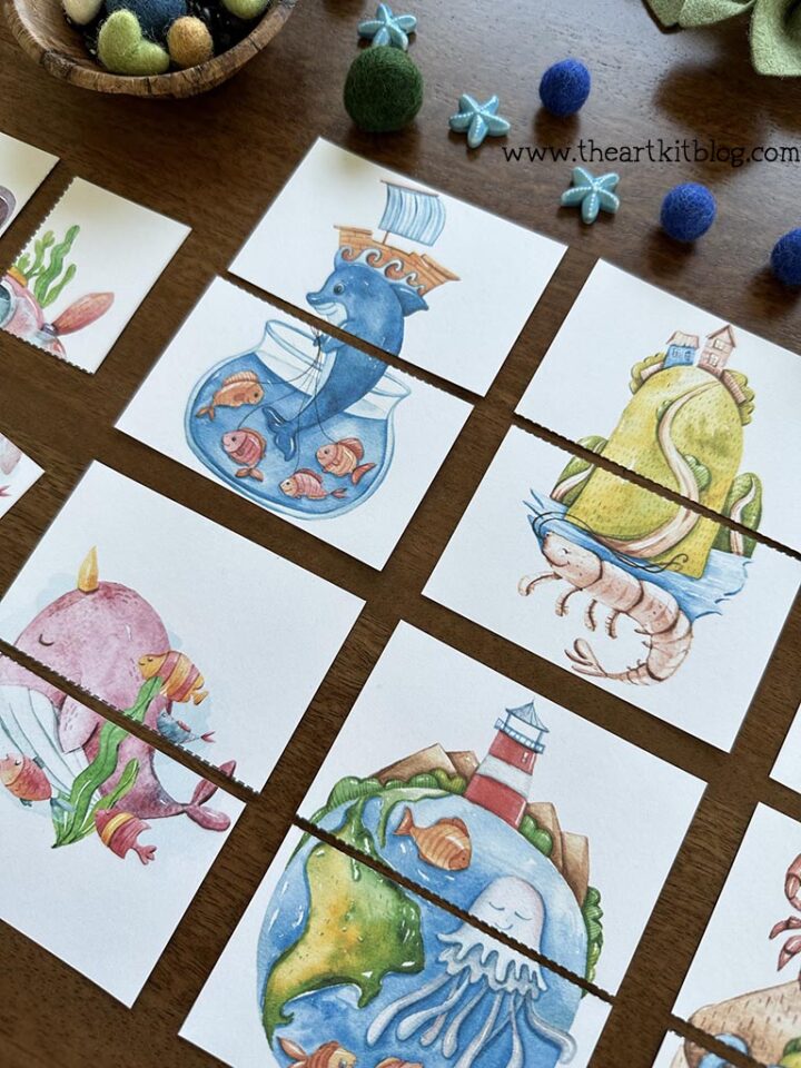 Ocean Picture Puzzles (2-Piece and 4-Piece) {FREE PRINTABLE DOWNLOAD} - The Art Kit