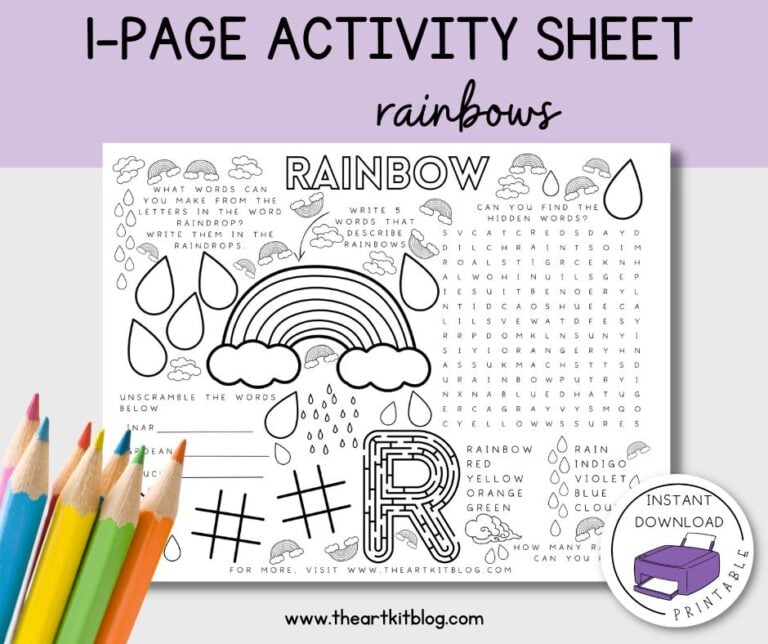 rainbow placemat printable kids the art kit