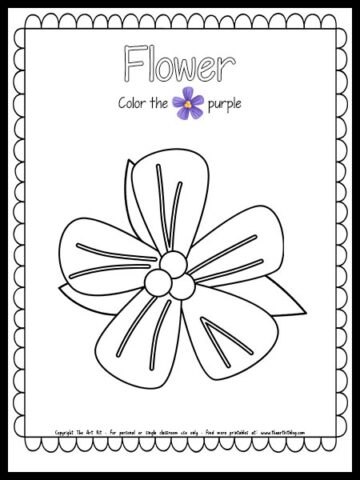 Color the Flower Purple Coloring Page FREE PRINTABLE! - The Art Kit