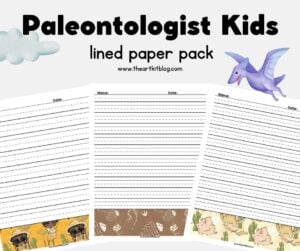 Paleontologist kids lined paper printables notebooking pages the art kit