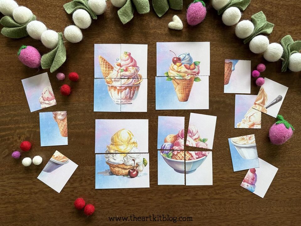 Ice Cream Picture Puzzles (2-Piece and 4-Piece) {FREE PRINTABLE} - The Art Kit