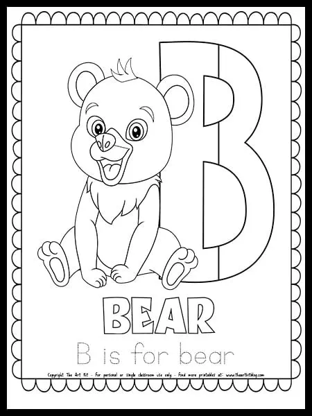 26 Alphabet Animal Coloring Pages - Alphabet Letter B Is For Bear Coloring Page The Art Kit Copy .webp