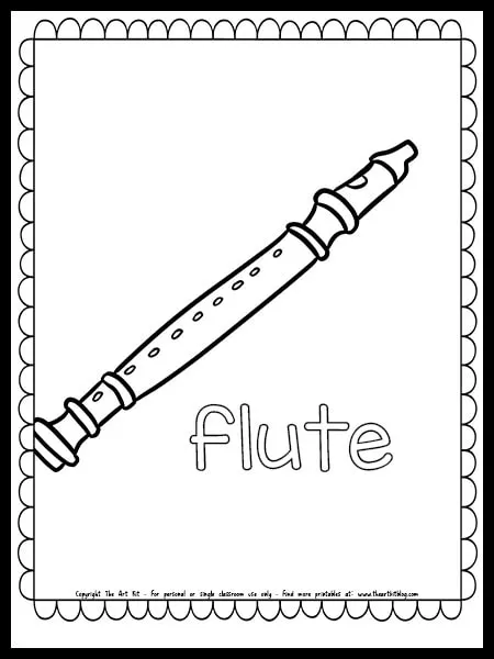 flute coloring page band instrument_the art kit copy