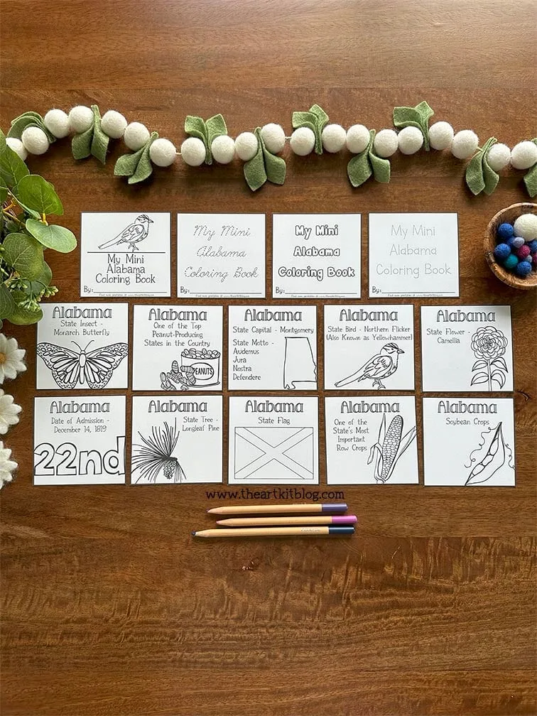 mini alabama 50 states coloring pages printable book the art kit 3