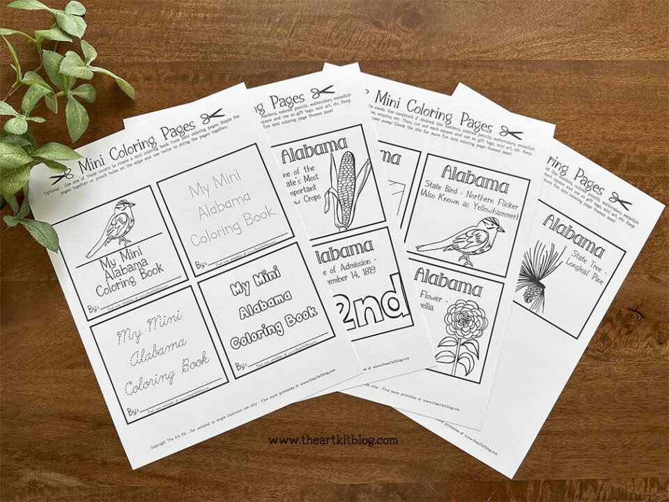 Mini Alabama Coloring Pages {FREE Printable!} - The Art Kit
