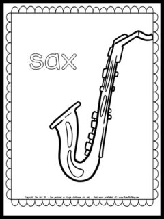 Saxophone Coloring Page FREE PRINTABLE Download - The Art Kit