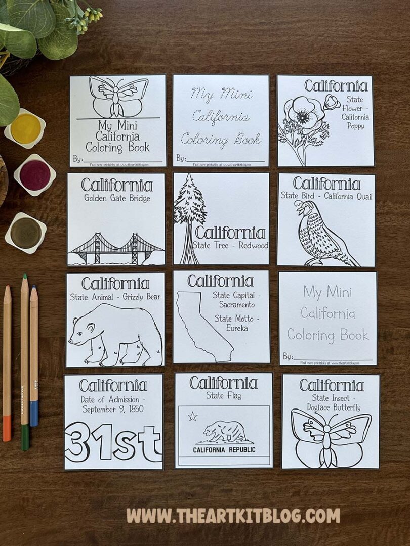 Mini Cal Mini California Coloring Pages {FREE Printable!} - The Art Kit