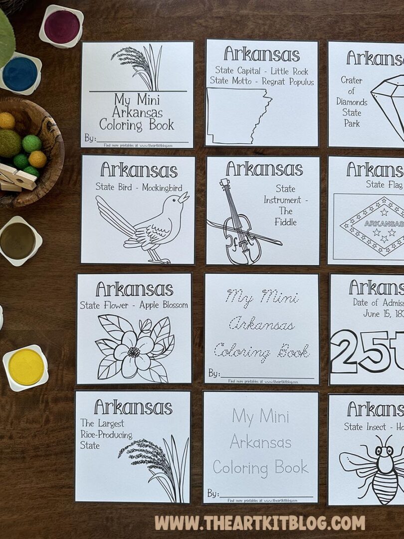 Mini Arkansas Coloring Pages {FREE Printable!} - The Art Kit