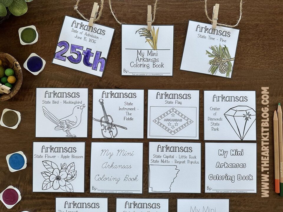 Mini Arkansas Coloring Pages {FREE Printable!} - The Art Kit