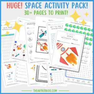 HUGE Space FREE Printable 30+ Page Activity Pack for Kids - The Art Kit