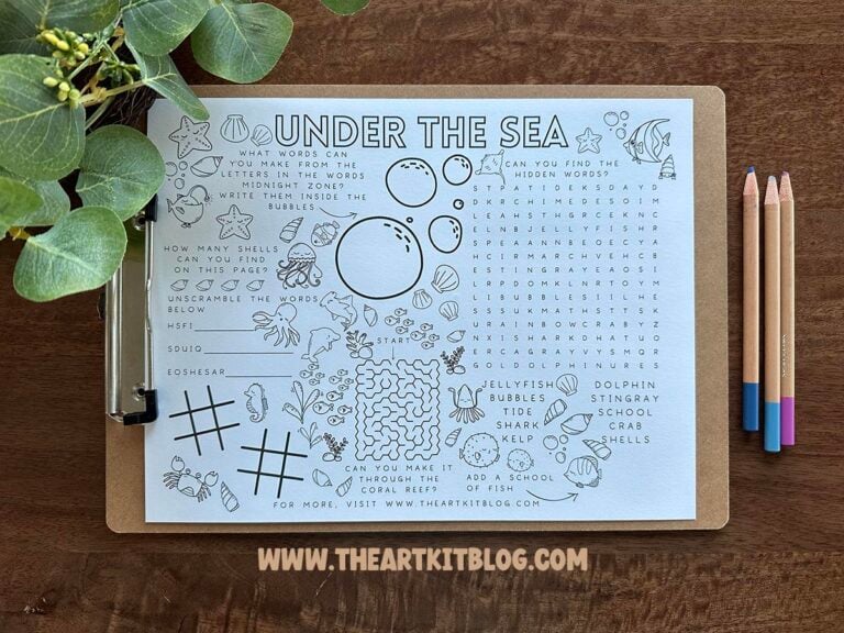 under the sea ocean worksheets activity placemat printable_the art kit 3