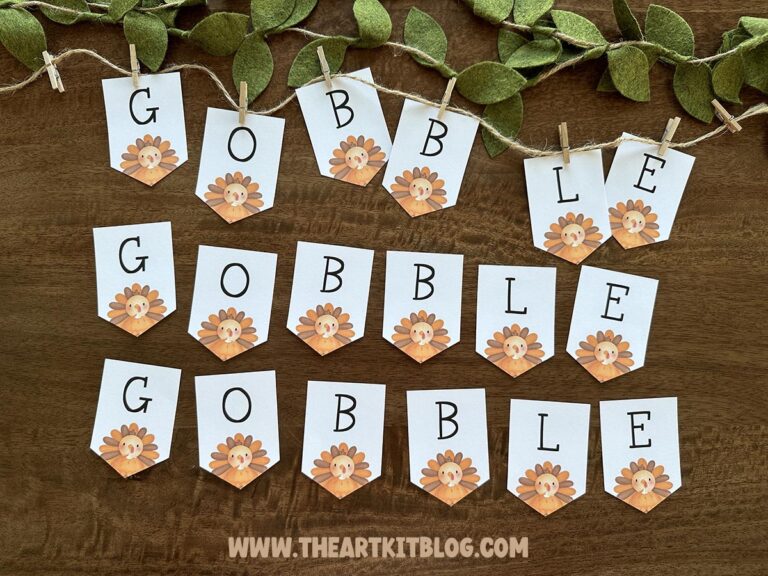 gobble gobble gobble printable banner the art kit 1