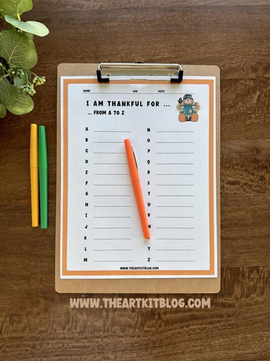 I am Thankful for ... From A to Z FREE PRINTABLE! - The Art Kit