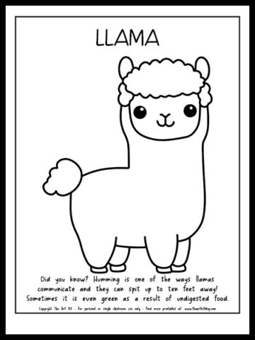 FREE Printable Baby Llama Coloring Page - The Art Kit