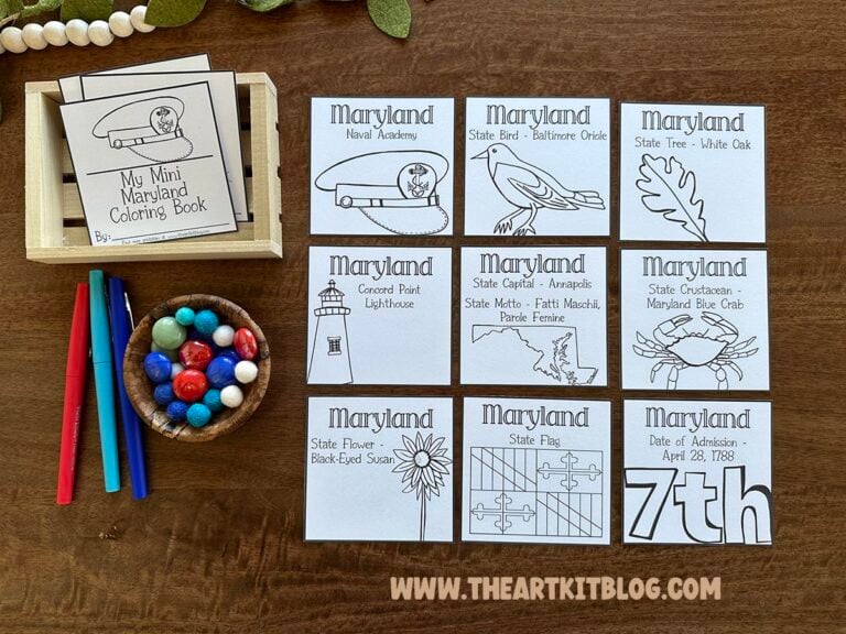 printable mini maryland 50 states coloring pages book