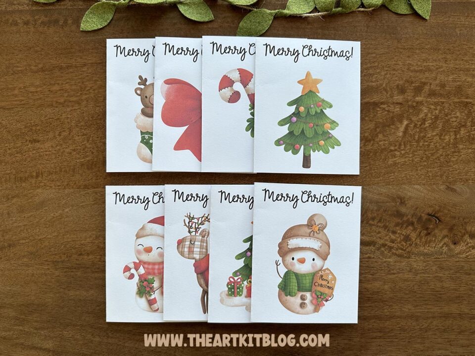 Merry Christmas Greeting Cards - FREE Printable - The Art Kit