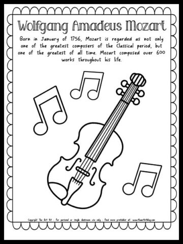 Wolfgang Amadeus Mozart Coloring Page with Fun Fact {Free Printable ...