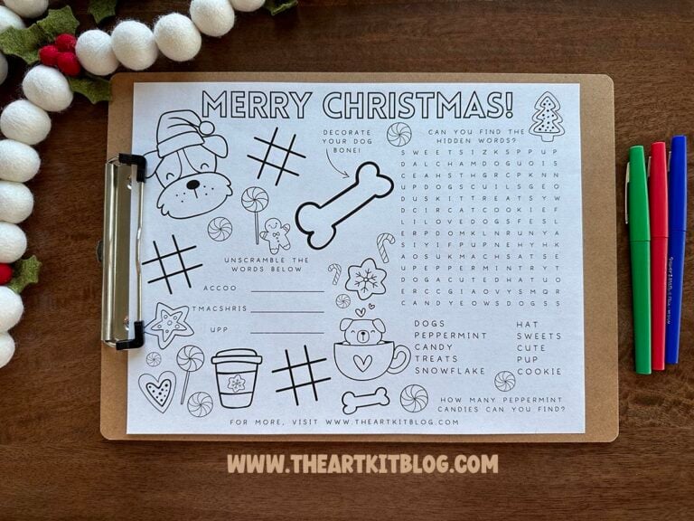 christmas dog placemat activity printable_the art kit 3