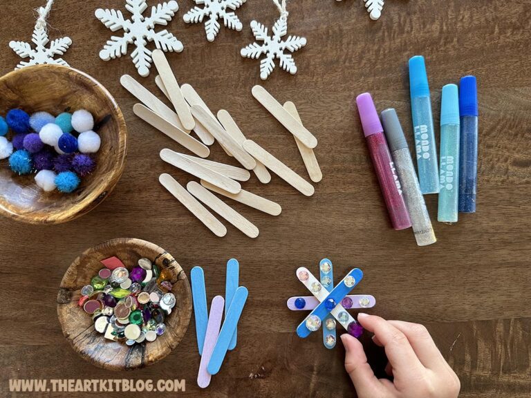 mini snowflake popsicle stick craft for kids the art kit blog 6