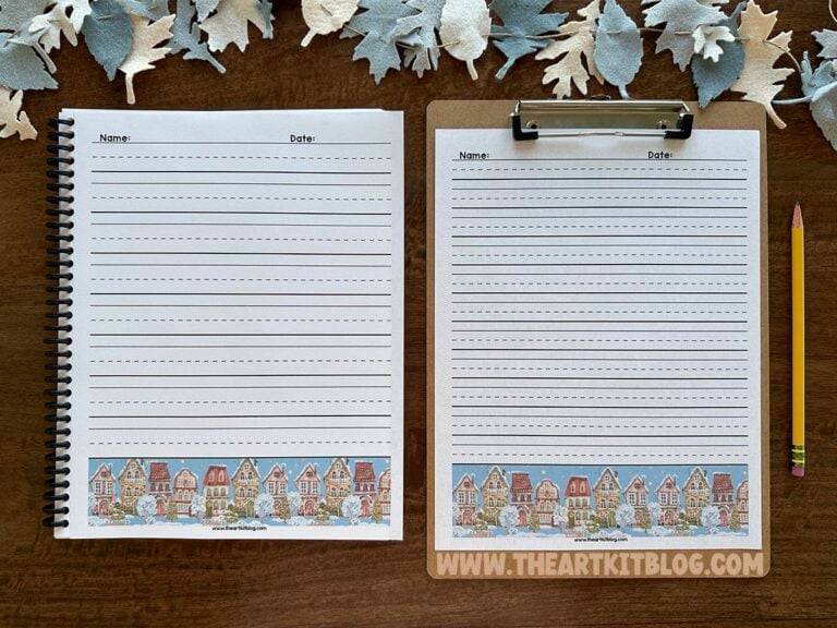 winter printable paper narrow lines lined paper the art kit 2