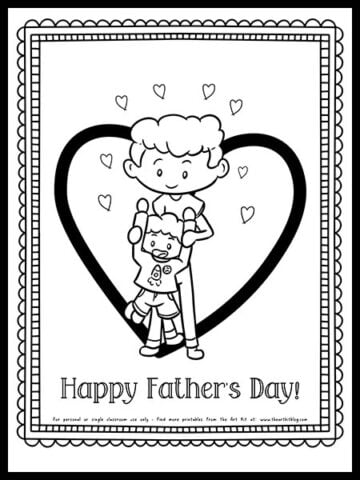 Cute Free Printable Dad with Son Father's Day Coloring Page - The Art Kit