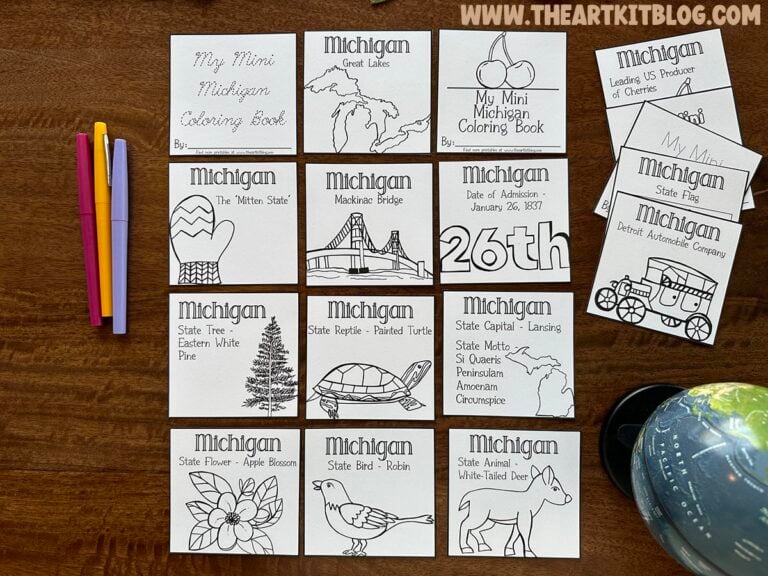 michigan mini coloring pages 50 states printable kids the art kit 2