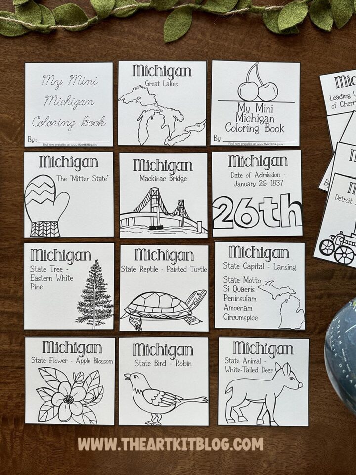 Mini Michigan 50 States Coloring Pages {FREE Printable!} - The Art Kit