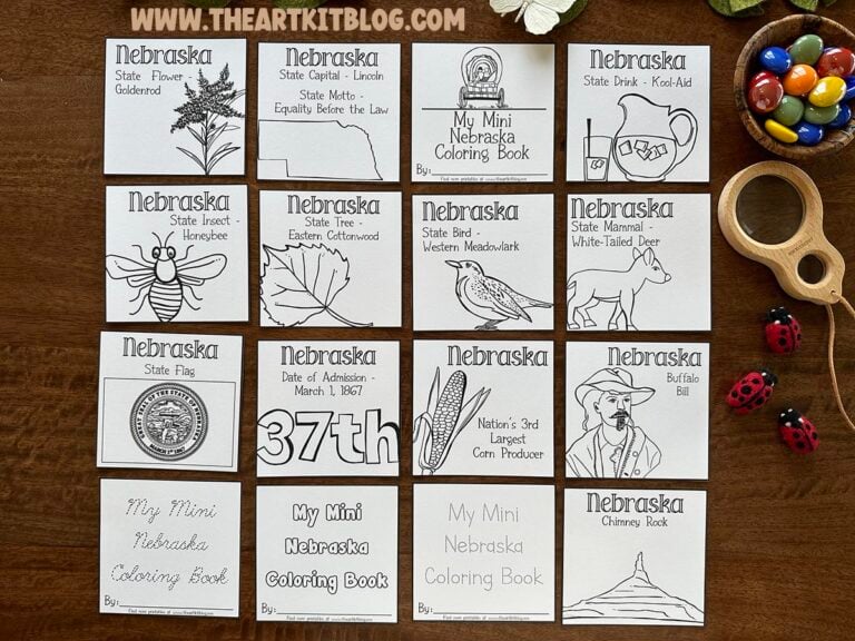 nebraska mini coloring pages 50 states printable kids the art kit 2
