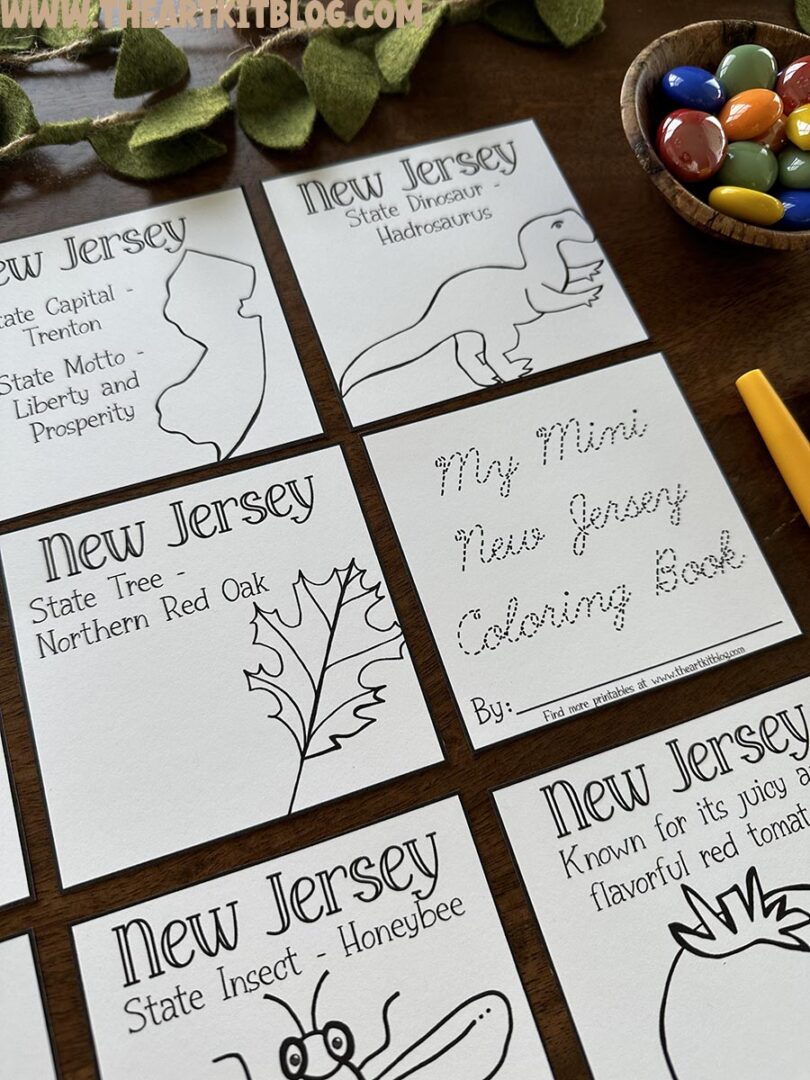 Mini New Jersey Coloring Pages USA 50 States {FREE Printable!} - The ...