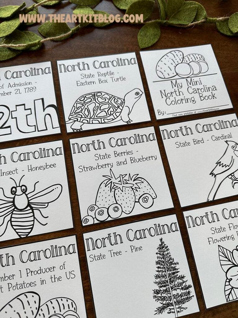 north carolina mini coloring pages 50 states printable kids the art kit 1