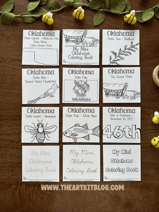 Mini Oklahoma Coloring Pages USA 50 States {FREE Printable!} - The Art Kit