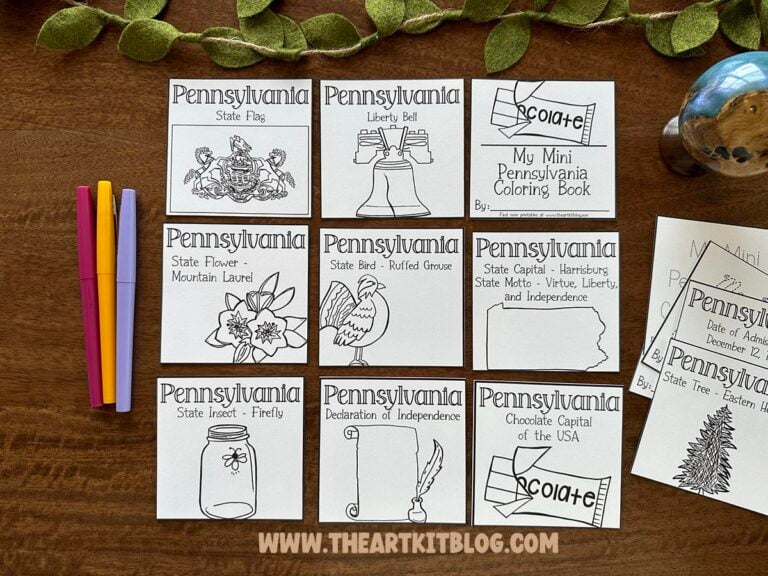 pennsylvania mini coloring pages 50 states printable kids the art kit 2