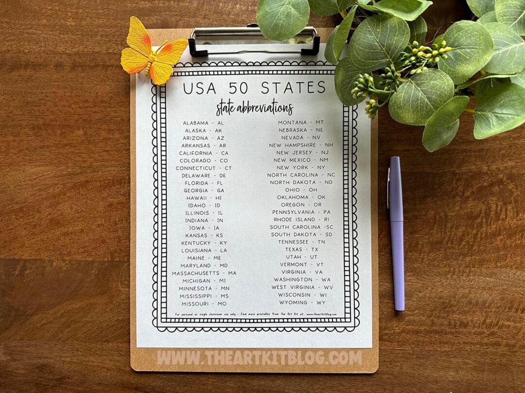 usa-50-states-abbreviations-printable-the-art-kit-2 - The Art Kit