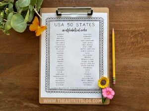 USA 50 States Capitals! Alphabetical Order FREE Printable - The Art Kit