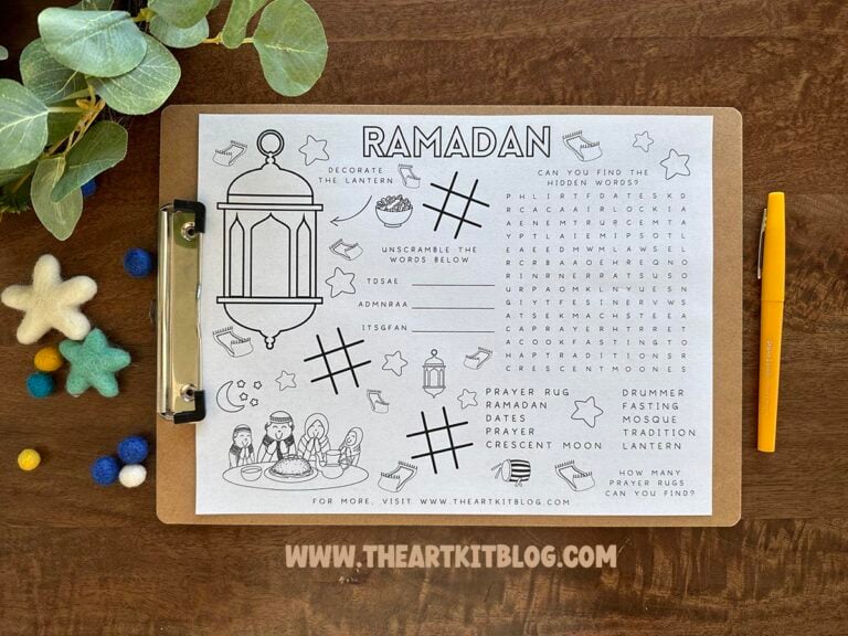 ramadan printable activity placemat_the art kit 2
