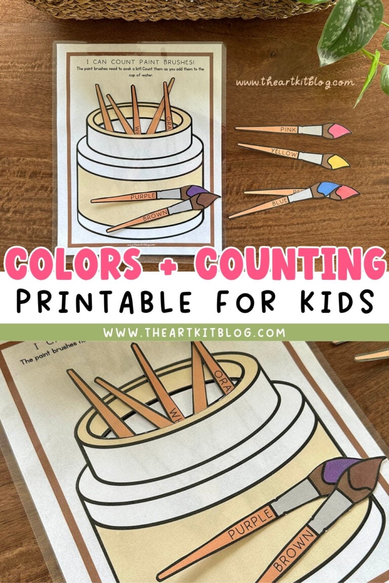 counting and coloring paint brushes kids printable_the art kit