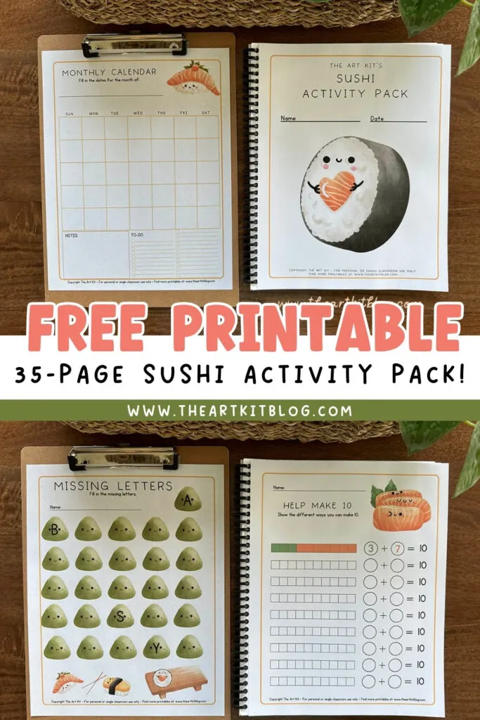 Sushi Activity Pack for Kids - FREE Printable Worksheets! 35 Pages ...