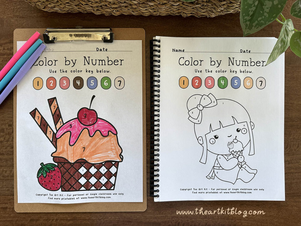 FREE Printable Ice Cream Color by Number Coloring Pages - The Art Kit