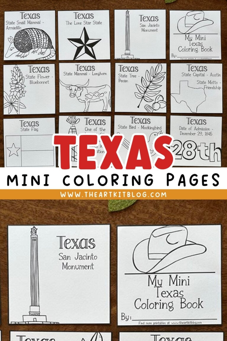 texas mini coloring pages free printables the art kit