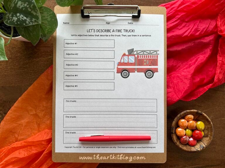 lets describe a fire truck worksheet free printable_the art kit 2