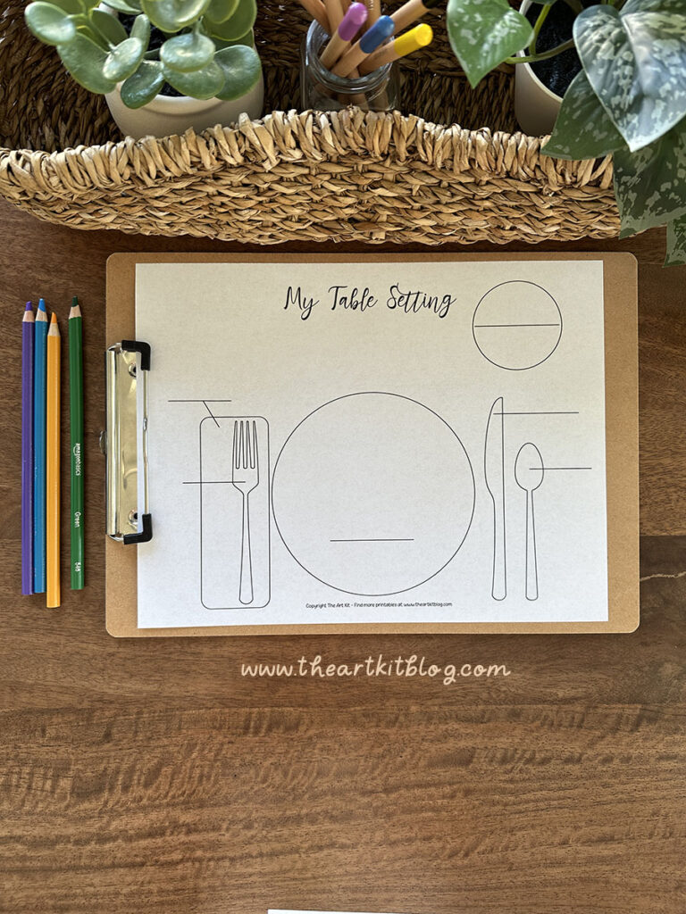 Table Setting Placemat Printables for Kids - The Art Kit