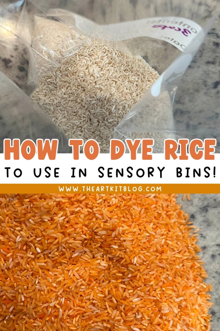 how to dye rice sensory bin tutorial