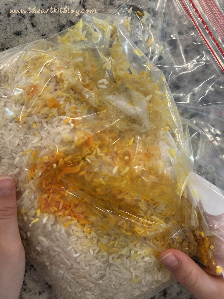 How to Dye Rice for a Sensory Bin - The Art Kit