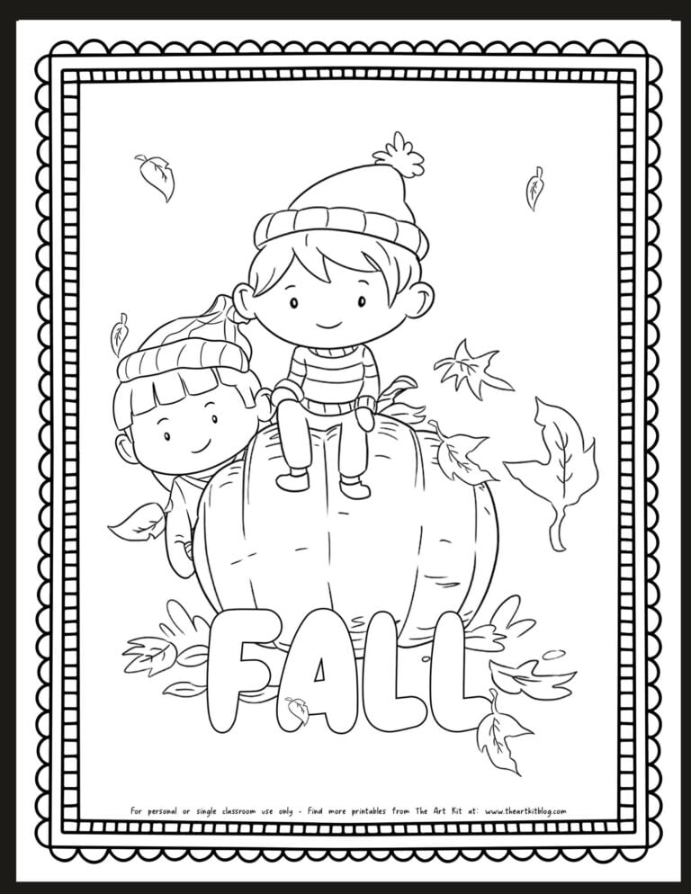 Fall pumpkin Thanksgiving coloring page_the art kit